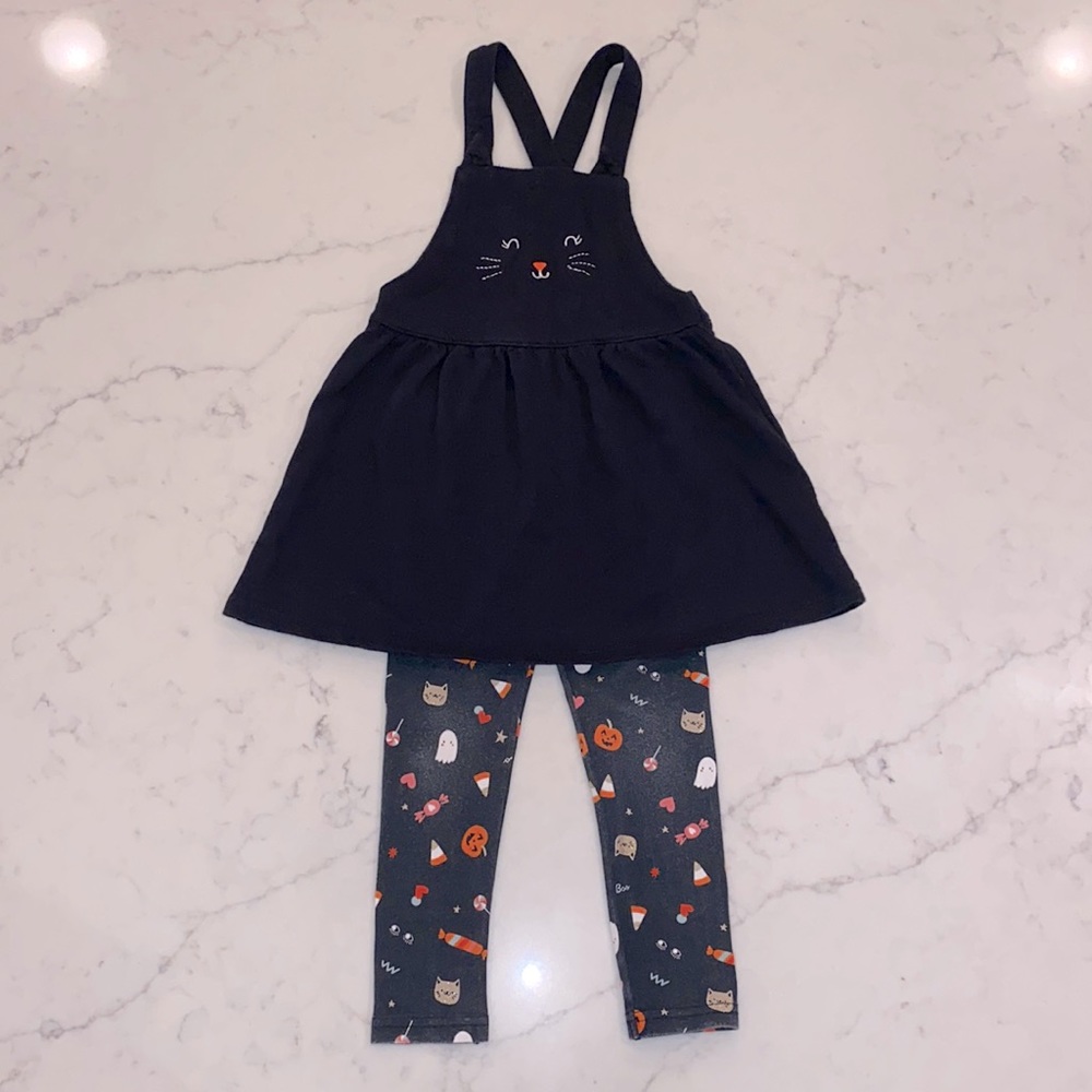 Carter’s Toddler Girl’s Halloween Black Cat Jumper and Print Leggings (2T)